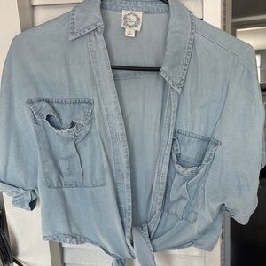 Blue Rain Sky Blue Button-Up Shirt